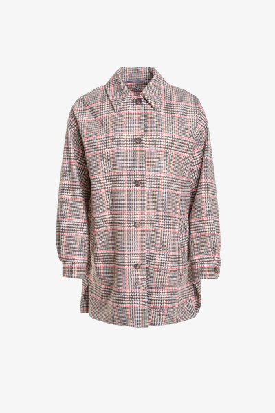 Пальто на каждый день из текстиля Elema 6-12041-1-164 коралловая_клетка - фото 4