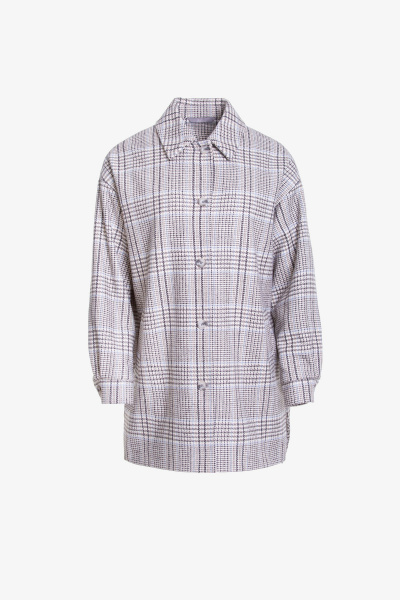 Пальто на каждый день из текстиля Elema 6-12041-1-170 голубая_клетка - фото 4