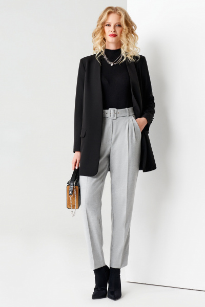 Жакет удлиненный без застежки с карманами для делового образа Панда 58830w черный - фото 1