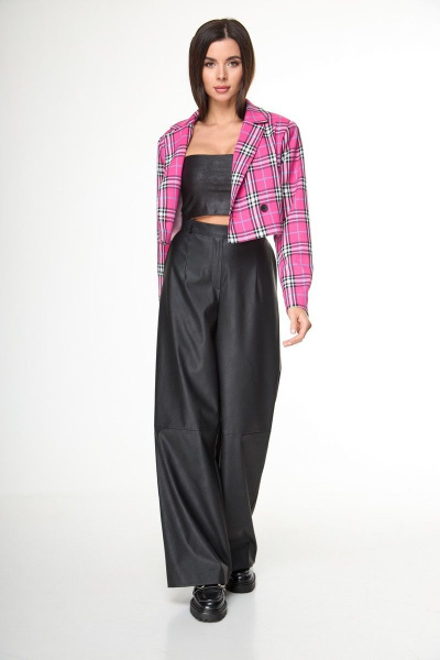 Брюки из экокожи с высокой посадкой и боковыми карманами Anelli 1156 черный - фото 7