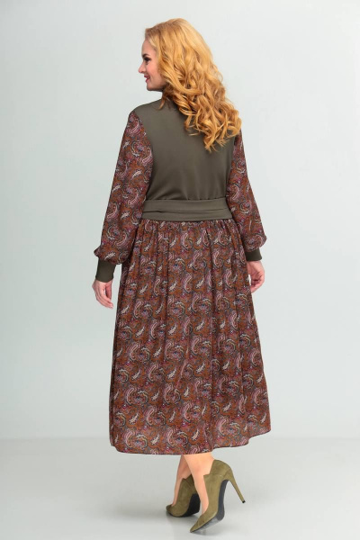 Платье Swallow 416 темно-оливковый/принт_огурцы - фото 8