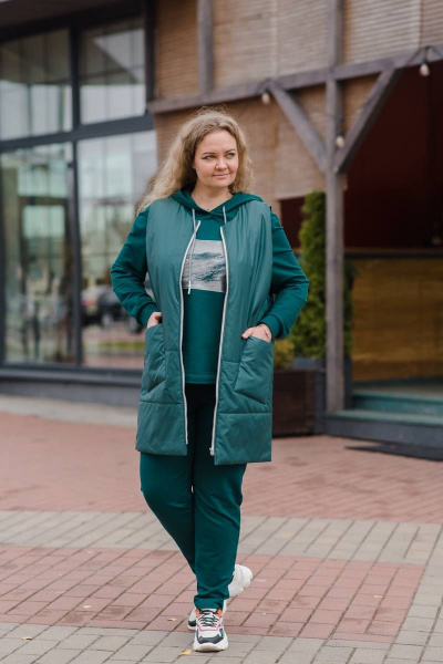 Брюки, жилет, худи TAiER 998 изумруд - фото 6