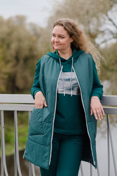 Брюки, жилет, худи TAiER 998 изумруд - фото 8