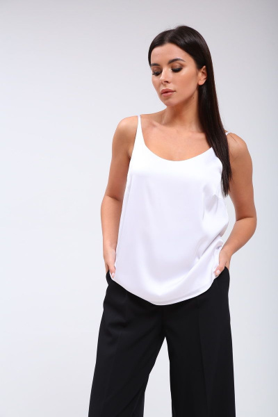 Демисезонная двухслойная блузка из вискозы и шелка Lady Line 500 белый - фото 2