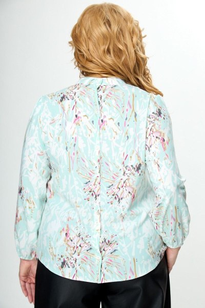 Блуза бирюзового цвета с длинными рукавами и кокеткой из вискозы Anelli 1085 бирюза - фото 5