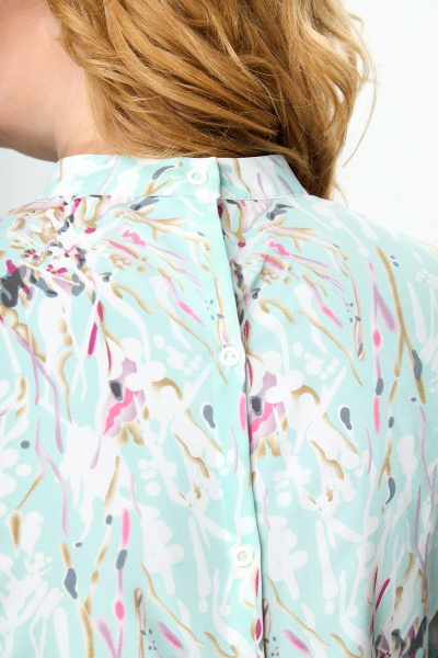 Блуза бирюзового цвета с длинными рукавами и кокеткой из вискозы Anelli 1085 бирюза - фото 4