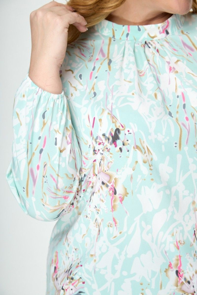 Блуза бирюзового цвета с длинными рукавами и кокеткой из вискозы Anelli 1085 бирюза - фото 3