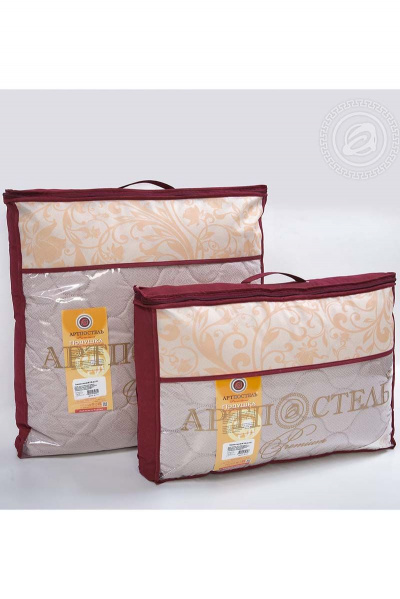 Подушка 68x68 верблюжья шерсть тик с съёмным чехлом АРТПОСТЕЛЬ 1031 - фото 4