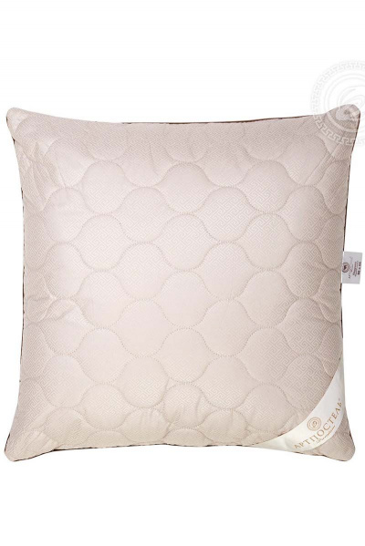 Подушка 68x68 верблюжья шерсть тик с съёмным чехлом АРТПОСТЕЛЬ 1031 - фото 1