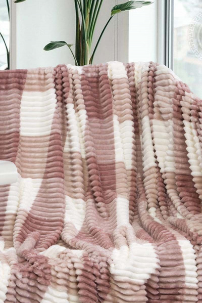 Розовый флисовый плед 220х200 для домашнего тепла АРТПОСТЕЛЬ 4003 пудра - фото 1