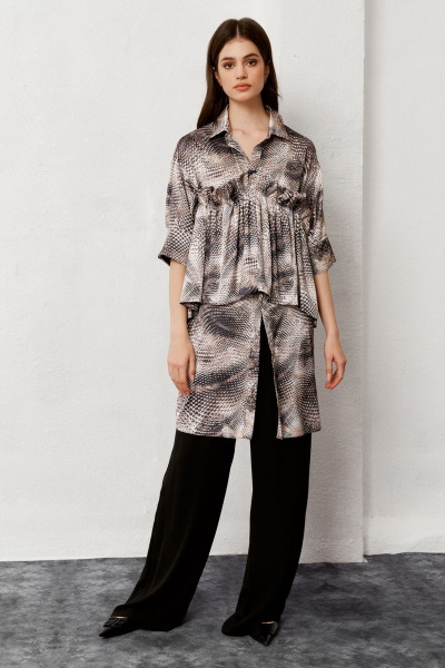 Платье из вискозы с леопардовым принтом, с рюшей и карманами Art Ribbon M3593P - фото 6