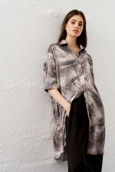 Платье из вискозы с леопардовым принтом, с рюшей и карманами Art Ribbon M3593P - фото 5