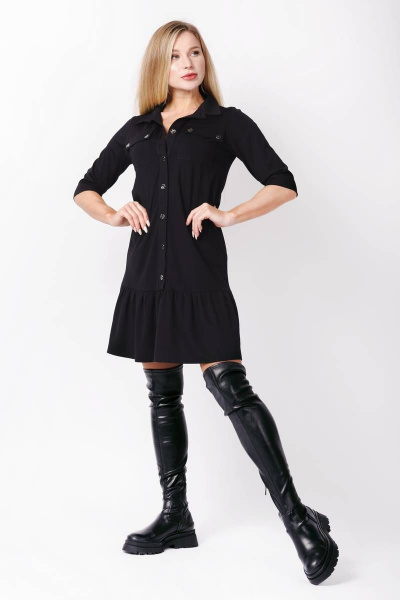 Платье А-образного силуэта с воланом и накладными карманами Mita ЖМ1089 - фото 1