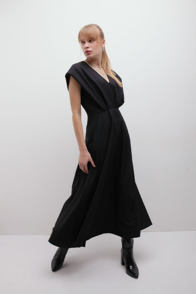 Платье из крепа с V-образным вырезом и расклешенной юбкой HELEN BIRCH Pl038 - фото 9