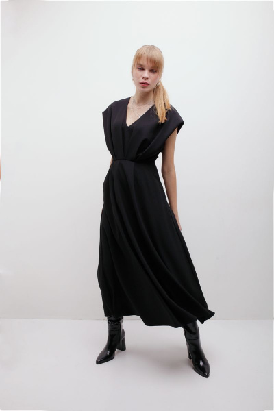 Платье из крепа с V-образным вырезом и расклешенной юбкой HELEN BIRCH Pl038 - фото 8