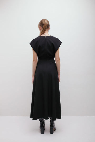 Платье из крепа с V-образным вырезом и расклешенной юбкой HELEN BIRCH Pl038 - фото 10