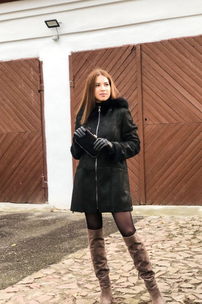 Дубленка из велюра с принтом паутинка Мехофф Александра80.62-55 паутин - фото 2