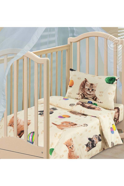 Детский постель из бязи премиум с наволочкой 40x60 см АРТПОСТЕЛЬ 130 усатый-полосатый - фото 1
