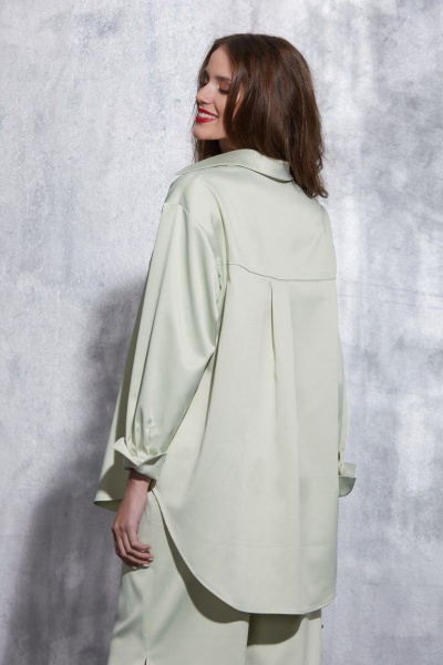 Рубашка свободного кроя с асимметричным низом из текстиля Ambera 186 лайм - фото 2
