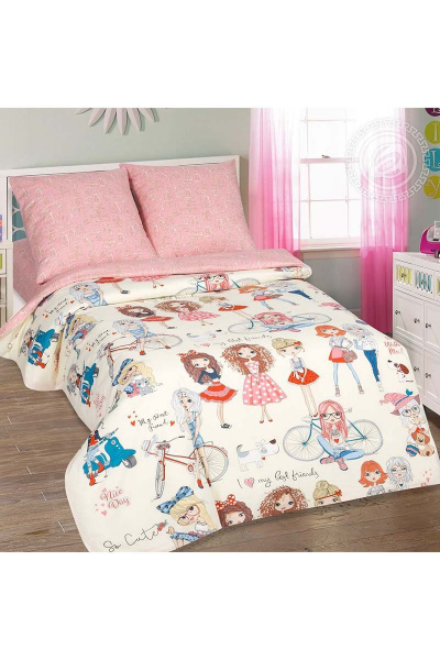 Поплинный комплект постельного белья 2-спальный Евро Розовый АРТПОСТЕЛЬ 912 стиляги - фото 1