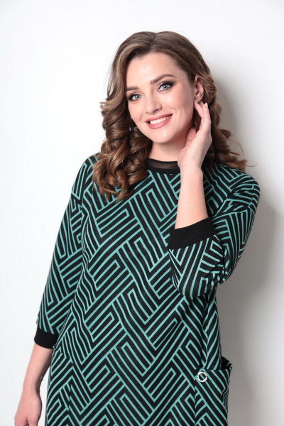 Платье Michel chic 2079 черный+зеленый - фото 3