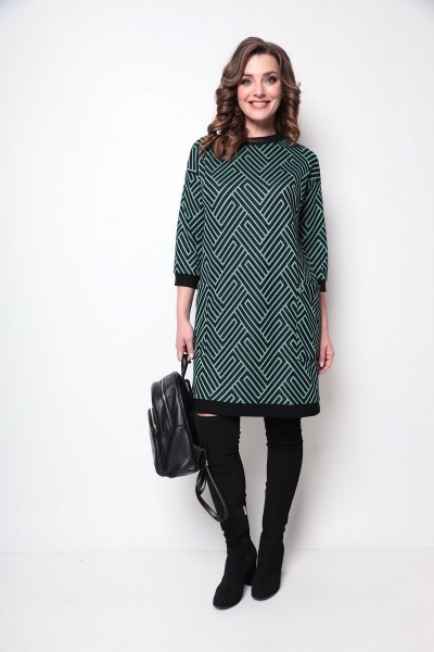 Платье Michel chic 2079 черный+зеленый - фото 4