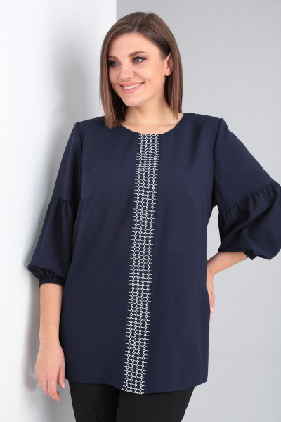 Блуза Ксения Стиль 1958 темно-синий - фото 1