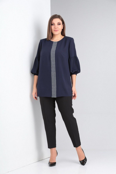 Блуза Ксения Стиль 1958 темно-синий - фото 3