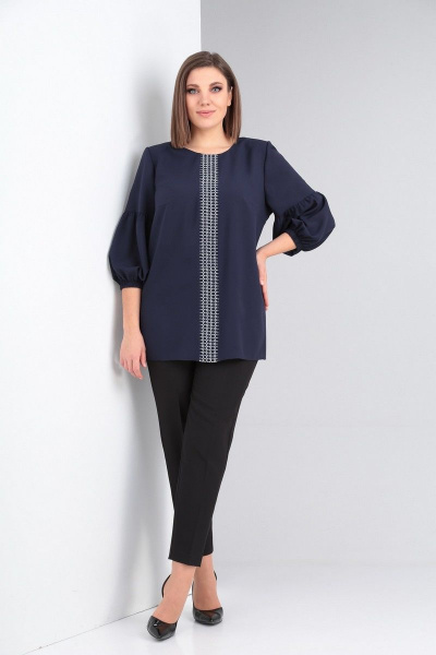 Блуза Ксения Стиль 1958 темно-синий - фото 2