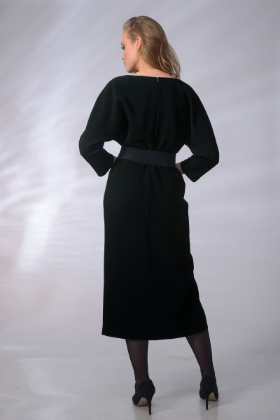 Платье малярного силуэта с разрезом и съемным поясом MAX 4-037 черный - фото 3