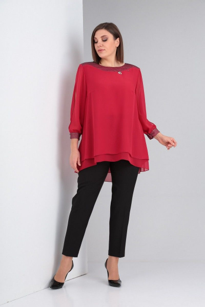 Блуза Ксения Стиль 1960 красный - фото 2