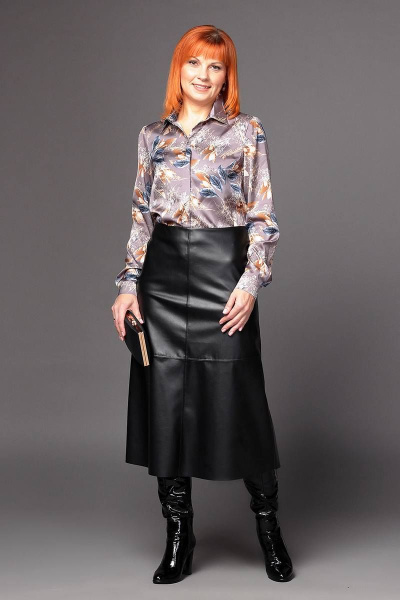 Юбка трапеция из экокожи с потайной молнией Соджи 520 черный - фото 3