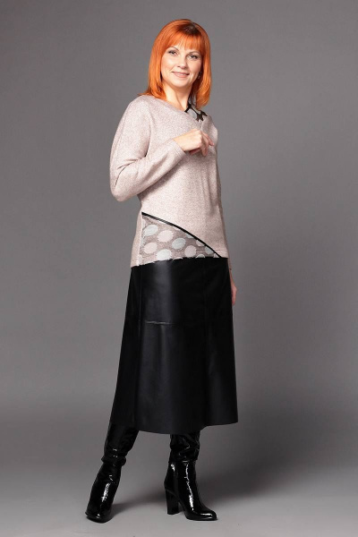 Юбка трапеция из экокожи с потайной молнией Соджи 520 черный - фото 5