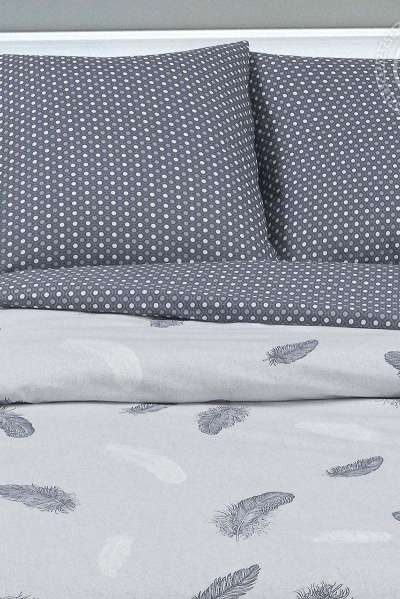 Поплинный комплект постельного белья 2-спальный Евро Серый АРТПОСТЕЛЬ 909 феникс - фото 2