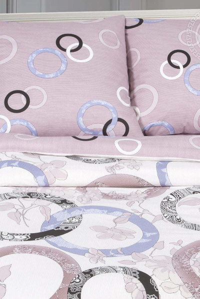 Поплинный комплект постельного белья 2-спальный Евро Розовый АРТПОСТЕЛЬ 909 мелодия - фото 2
