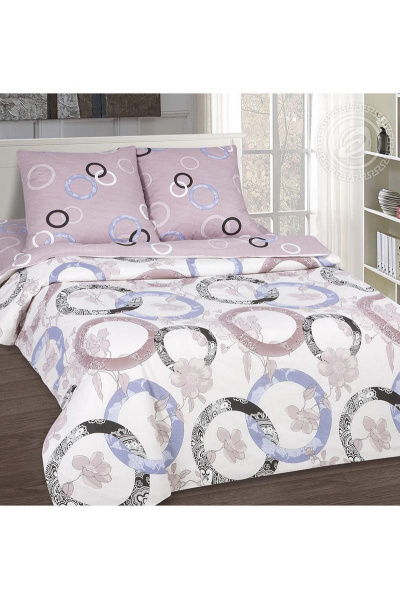 Поплинный комплект постельного белья 2-спальный Евро Розовый АРТПОСТЕЛЬ 909 мелодия - фото 1