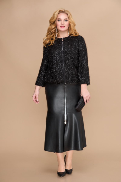 Жакет с воланом и юбка с воланом из текстиля Svetlana-Style 1814 черный - фото 1