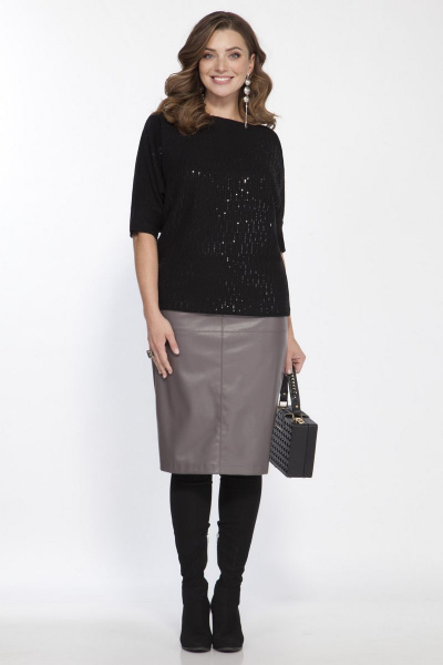 Юбка из экокожи на застежке-молнии и шлицей Matini 5.1547 капучино - фото 4