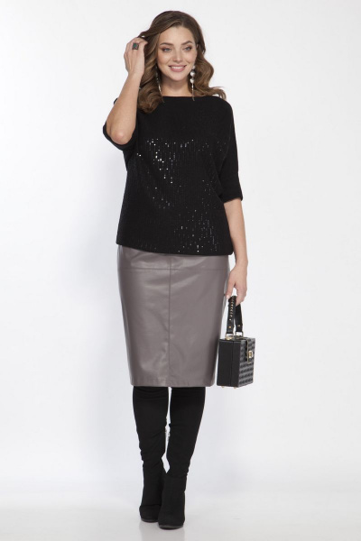 Юбка из экокожи на застежке-молнии и шлицей Matini 5.1547 капучино - фото 3