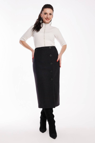 Юбка Дорофея 259 темно-серый,коричневый - фото 1