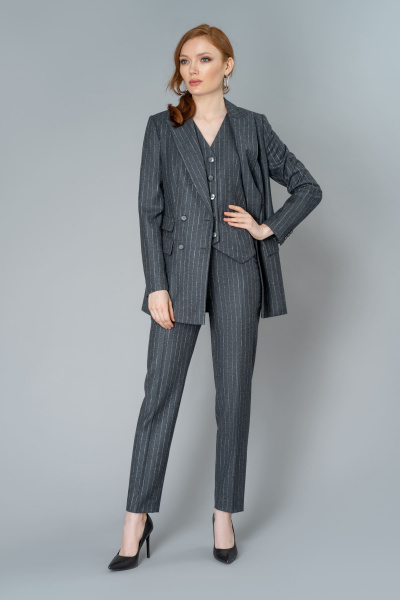 Жакет деловой и повседневный из шерстяного текстиля Elema 1К-10580-1-170 полоска - фото 1
