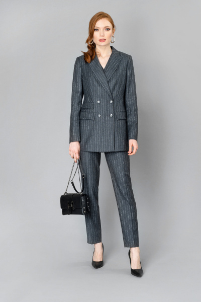 Жакет деловой и повседневный из шерстяного текстиля Elema 1К-10580-1-170 полоска - фото 2