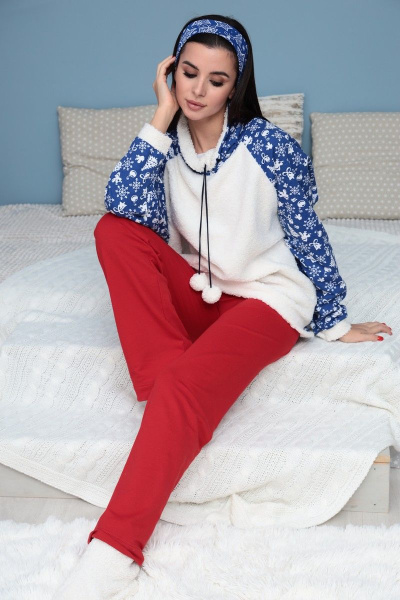 Брюки, джемпер, повязка T&N 7168 синий-красный - фото 1