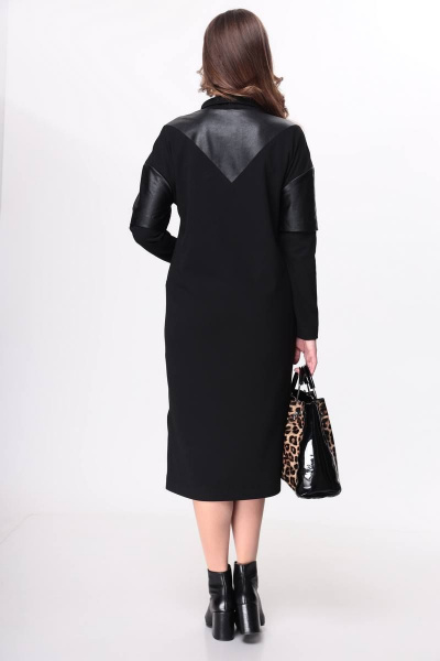 Платье из трикотажа и эко-кожи с карманами Taita plus 2136 - фото 6