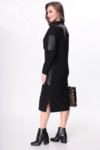 Платье из трикотажа и эко-кожи с карманами Taita plus 2136 - фото 5