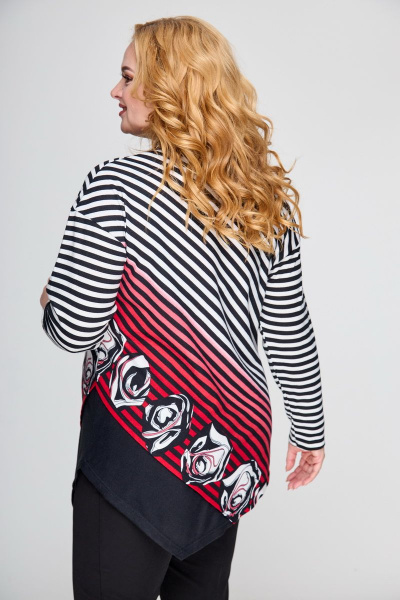 Туника полуприлегающая с длинным рукавом из вискозы БАГРЯНИЦА 5040 серо-красный - фото 6