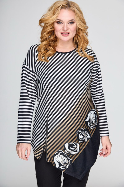 Туника из вискозы с подрезом и отделочной молнией БАГРЯНИЦА 5040 серо-коричневый - фото 6