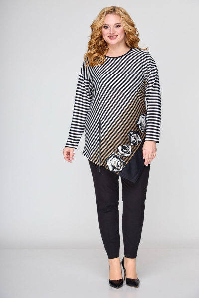 Туника из вискозы с подрезом и отделочной молнией БАГРЯНИЦА 5040 серо-коричневый - фото 3