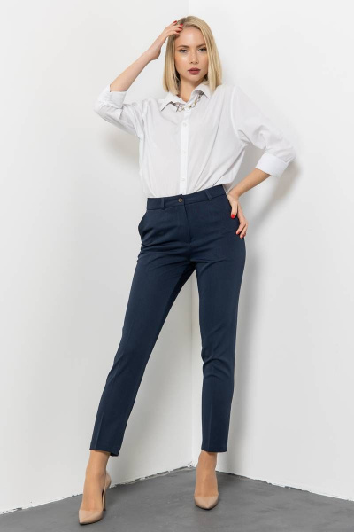 Демисезонные классические брючки из текстиля Domna 12103 темно-синий - фото 7