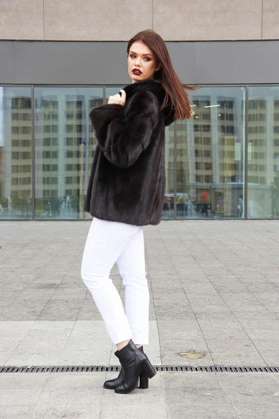 Куртка из норки с кулиской и капюшоном Мехофф Марлен70.223-520 темно-коричневый - фото 5